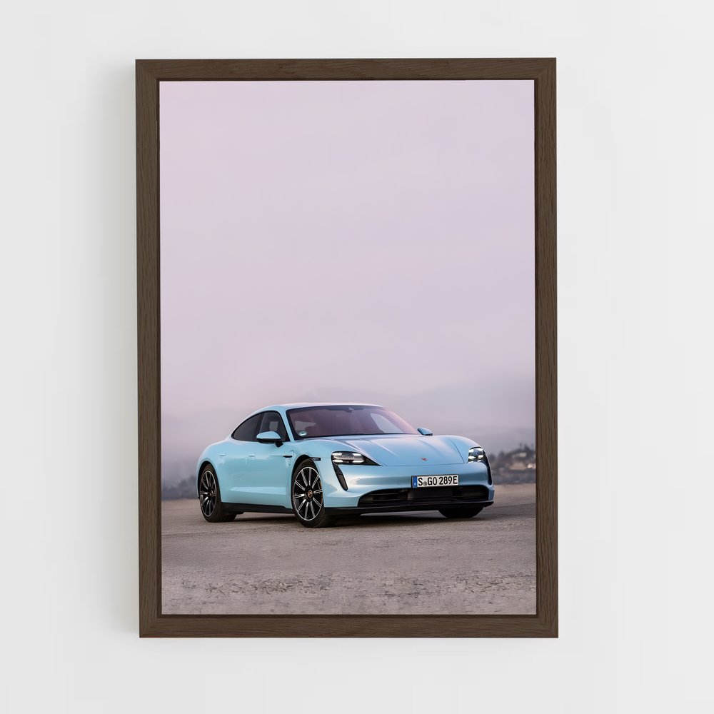 Poster Taycan en Bleu Électrique – affiche Porsche (vue 5)